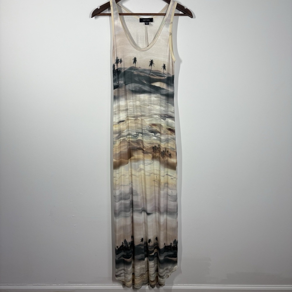 Karen Kane Women Desert Palm Tree Maxi Tank Dress Size S Tropical Beach Vacation